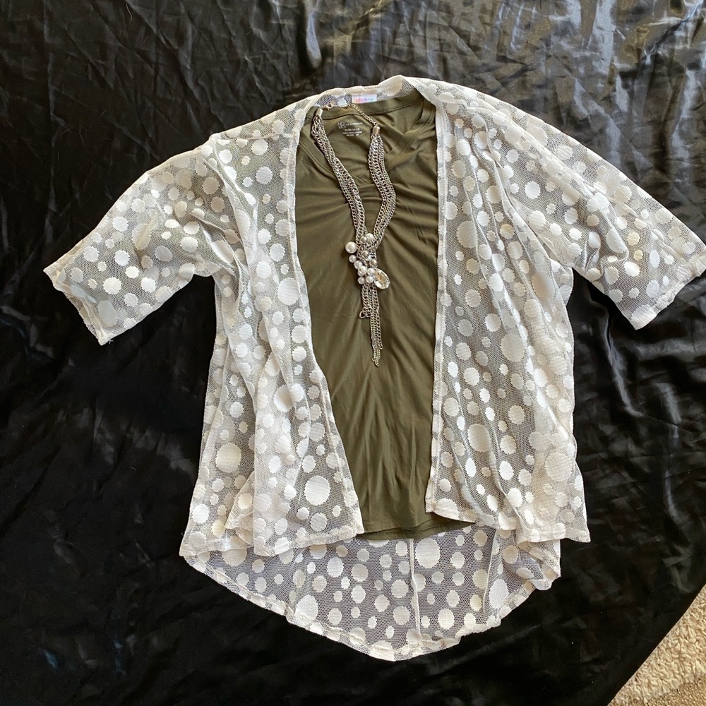 🔥3/$25- LuLaRoe White Polka Dot Sheer Cardigan
